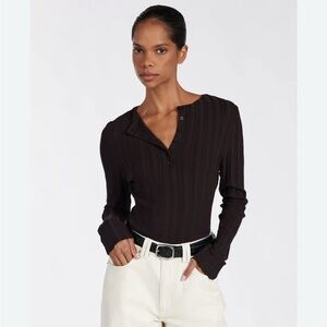 DISSH Brown Long Sleeve Ribbed Top